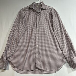 Culturata Tailored Fit Shirt Mens 16.5 42 L Made in Italy 100% Cotton Check